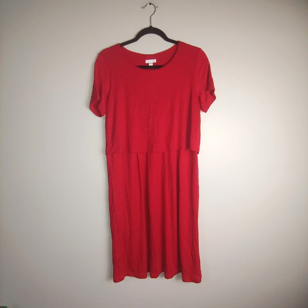 S J. Jill Red‎ Layered Look Stretch Casual Dress